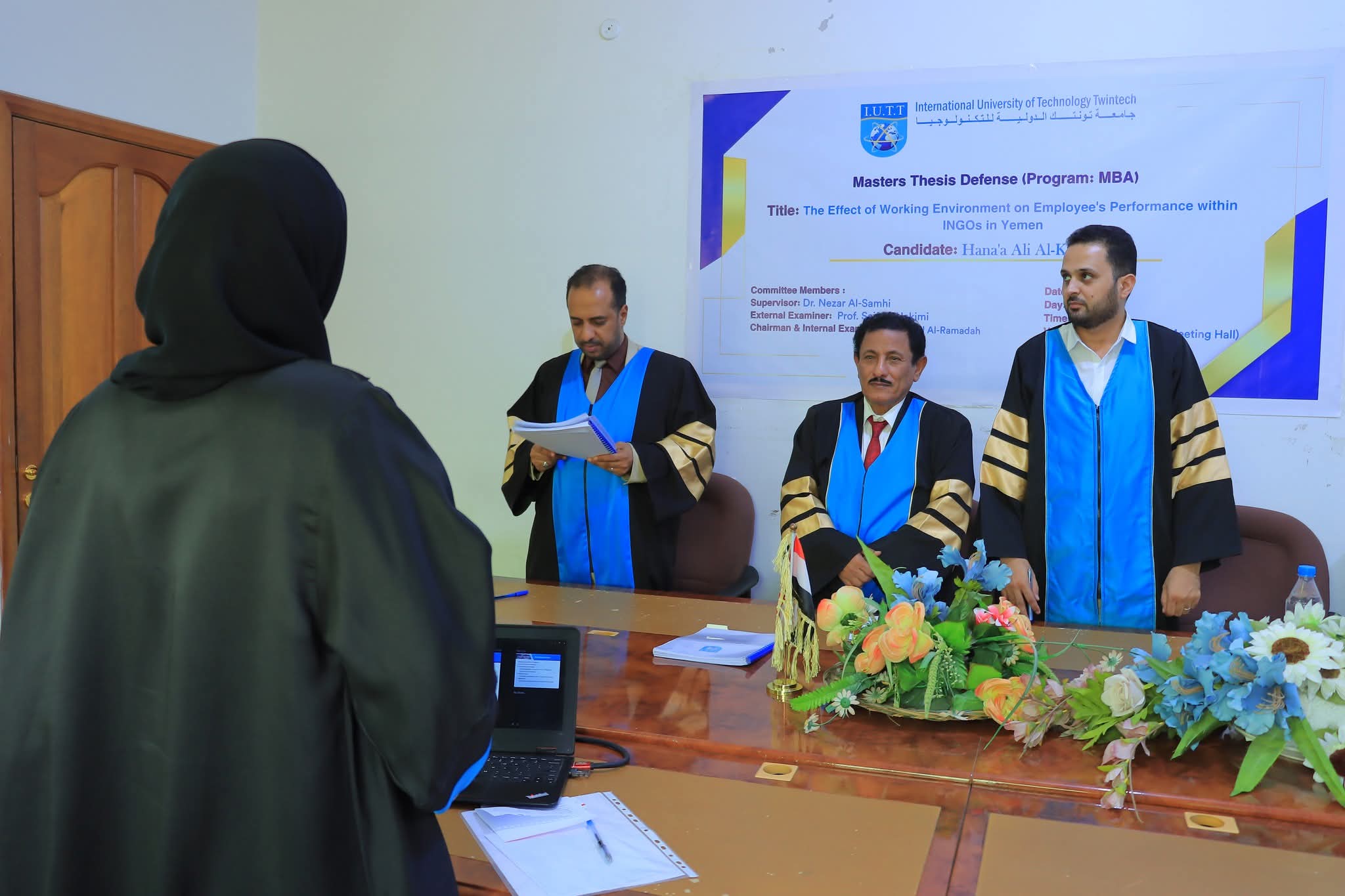 هناء الخياط تنال درجة الماجستير من جامعة تونتك الدولية برسالة حول تاثير بيئه العمل علي أدآء الموظفين في المنظمات الدولية باليمن